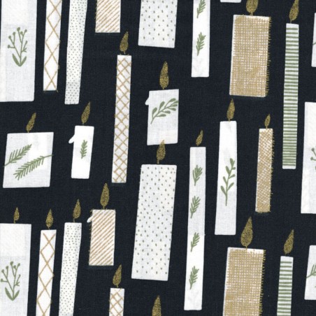 Tissu bougies or fond noir Rico Design