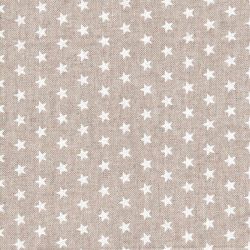 Tissu étoiles blanches fd beige 80%cot/20%pes larg 140 cm