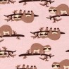 Tissu jersey paresseux fond rose Tissu jersey paresseux fond rose