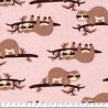 Tissu jersey paresseux fond rose Tissu jersey paresseux fond rose