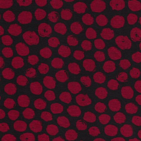 Tissu jersey punta di roma pois bordeaux et noir