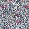 Tissu toile fleuri  fond bleu