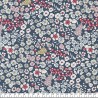 Tissu toile fleuri  fond bleu