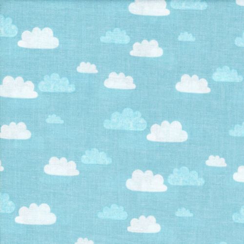 Tissu summer clouds bleu 100% coton larg 110 cm