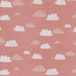 Tissu summer clouds rose 100% coton larg 110 cm