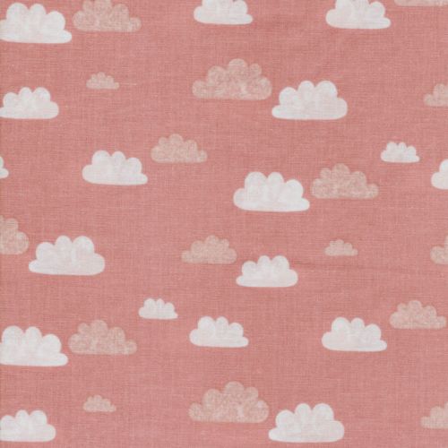 Tissu summer clouds rose 100% coton larg 110 cm