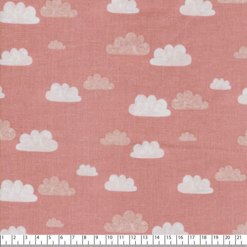 Tissu summer clouds rose 100% coton larg 110 cm