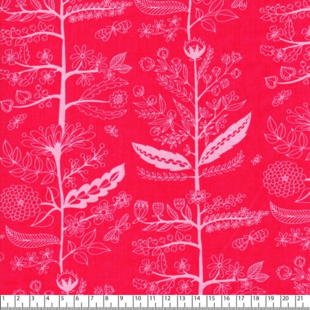 Tissu coton Charmed  fleurs fond rose Michael Miller 