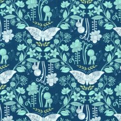 Tissu coton Day dreaming papillons fond bleu  Michael Miller 