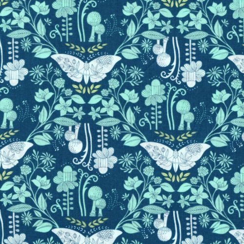 Tissu coton Day dreaming papillons fond bleu  Michael Miller 