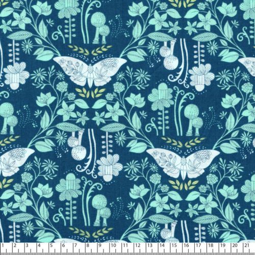 Tissu coton Day dreaming papillons fond bleu  Michael Miller 