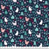 Tissu écureuils & friends fd marine 100% coton larg 110 cm