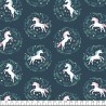 Tissu licornes en médaillon fd bleu 100% coton larg 110 cm Tissu licornes en médaillon fd bleu 100% coton larg 110 cm