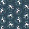 Tissu licornes en médaillon fd bleu 100% coton larg 110 cm Tissu licornes en médaillon fd bleu 100% coton larg 110 cm