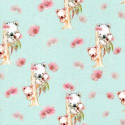 Tissu jersey Koalas digital fond vert Poppy
