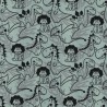 Tissu jersey dinosaures fond bleu