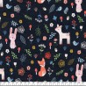 Tissu jersey Forest friends fond bleu foncé Poppy