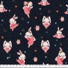 Tissu jersey Ballet Stars lapins glitter fond bleu Poppy