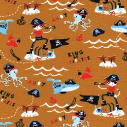 Tissu jersey pirates fond moutarde Poppy