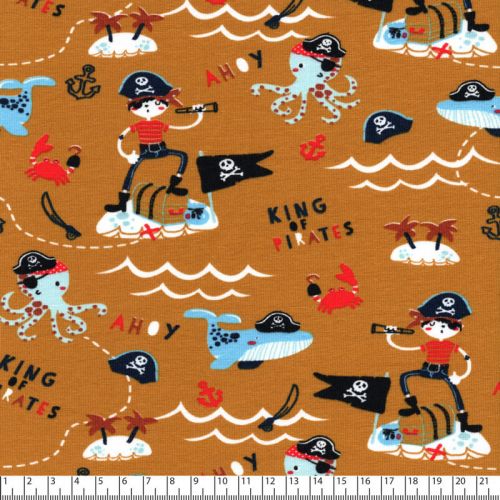 Tissu jersey pirates fond moutarde Poppy