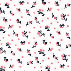 Tissu jersey fleurs fond blanc