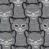 Tissu jersey chiné gris avec chats jacquards noir Tissu jersey chiné gris avec chats jacquards noir
