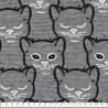 Tissu jersey chiné gris avec chats jacquards noir Tissu jersey chiné gris avec chats jacquards noir