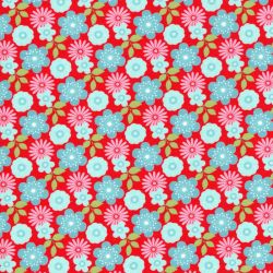 Tissu washi floral fond rouge