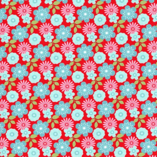 Tissu washi floral fond rouge