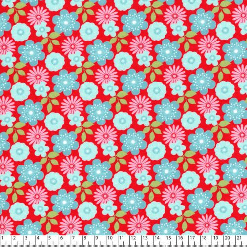 Tissu washi floral fond rouge