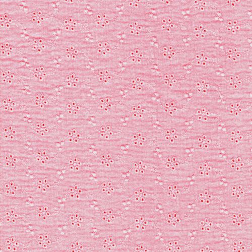 Tissu gaze broderie anglaise rose