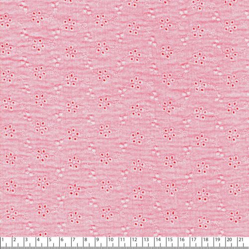 Tissu gaze broderie anglaise rose