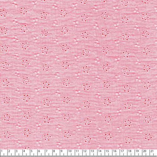 Tissu gaze broderie anglaise rose