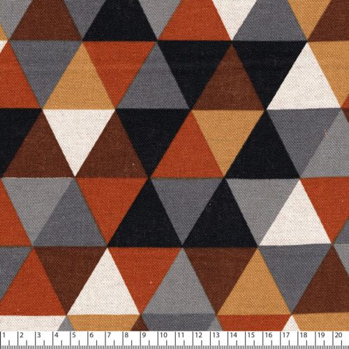 Tissu triangles tons rouille