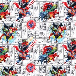 Tissu Justice league fond blanc