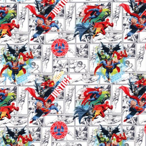 Tissu Justice league fond blanc