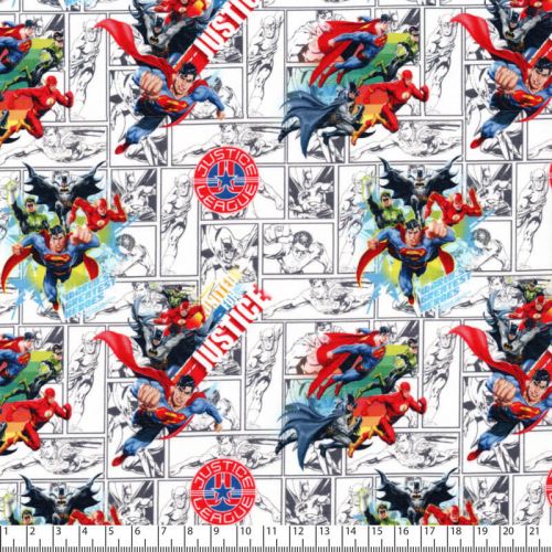 Tissu Justice league fond blanc