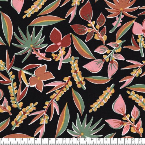 Tissu viscose Aloha fond noir