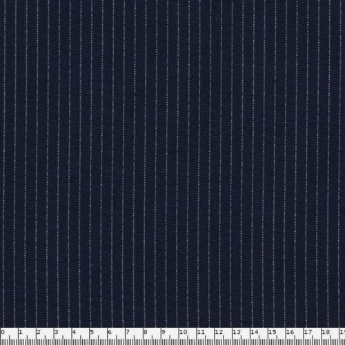 Tissu jersey épais marine rayure blanche 65%vi/20%pa/10%pl/5