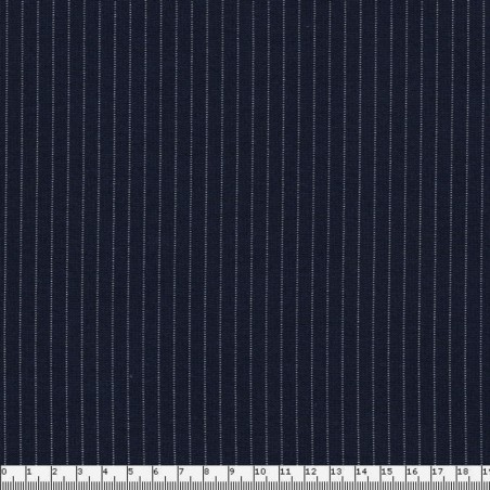Tissu jersey épais marine rayure blanche 65%vi/20%pa/10%pl/5