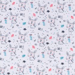 Tissu jersey bunny fond gris