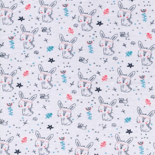 Tissu jersey bunny fond gris