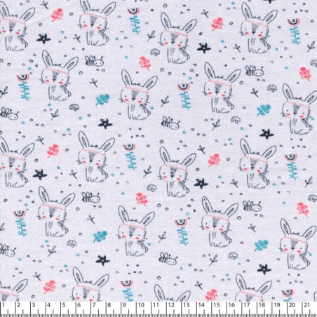 Tissu jersey bunny fond gris