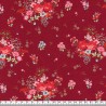Tissu jersey jardin anglais fond framboise 95%cot/5%el larg 