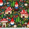 Tissu coton gnomes fond vert Michael Miller