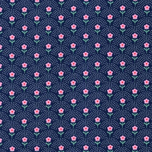 Tissu coton Delight Flowers bleu marine Fiona Hewitt
