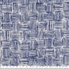 Tissu toile coton mélangé carreaux rayures bleu