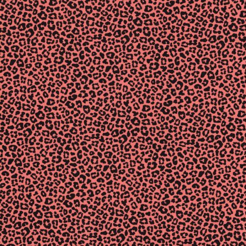 Tissu coton léopard fond pêche