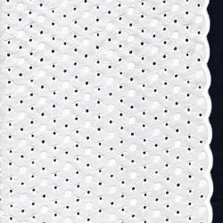 Tissu coton broderie anglaise avec bordures motif géométrique