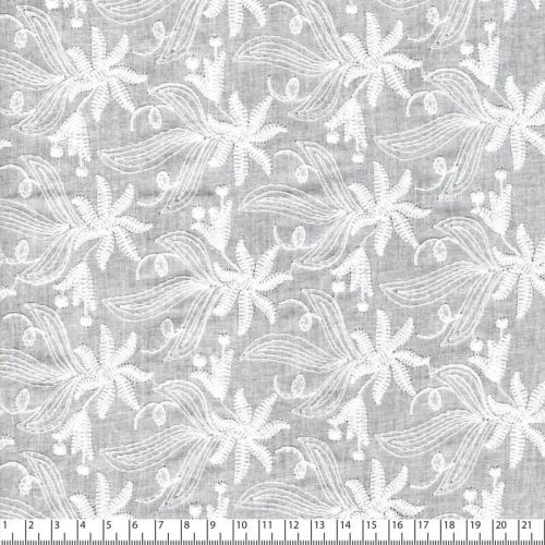 Tissu coton broderie anglaise grandes fleurs